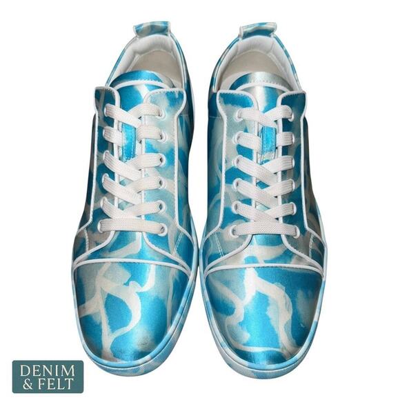 Christian Louboutin Louis Junior Spikes Low Top Sneakers Blue White Size 42 main image 13